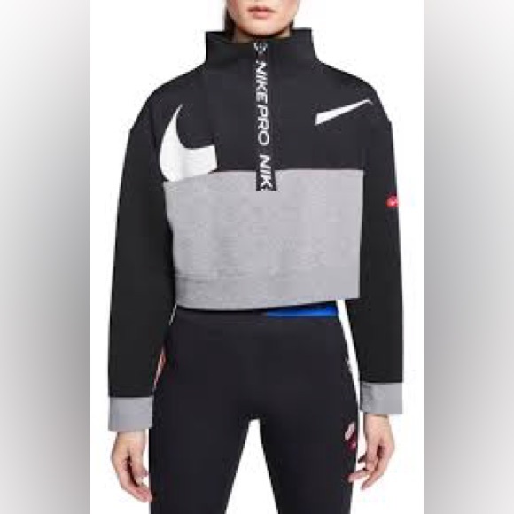 Nike Tops - Nike Pro Get Fit Icon 1/2 zip cropped sweatshirt Sz XL